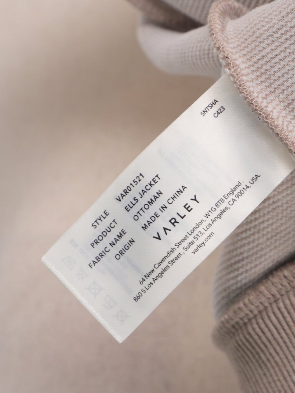 VARLEY Ells Ottoman Rib Oversized Zip Through Jacket in Taupe Beige Size L - Picture 7 of 9